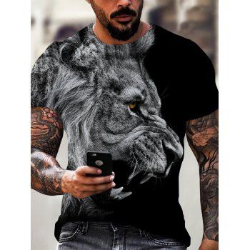 

Casual Cool Lion 3D Print Short Sleeves T Shirt, Multicolor