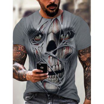 3D Skull Devil Print Short Sleeve T-shirt dresslily imagine noua 2022