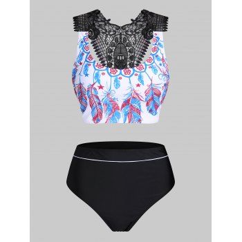 

Modest Dream Catcher Padded Lace Insert Tankini Swimwear/Swimsuit/Bathing Suit, Black