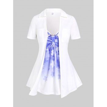 

Plus Size & Curve Ombre Floral Print 2 in 1 Top, White