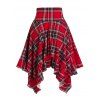Draped Cinched Tank Top and Plaid Handkerchief Skirt Outfit - multicolor S