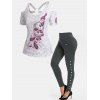 Paisley Skull Print Tee and Pockets Snap Button Leggings Outfit - multicolor S