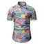 Chemise à Imprimé Figure de Chat Pressé à Manches Courtes - multicolor L