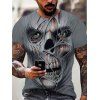 3D Skull Devil Print Short Sleeve T-shirt - multicolor L