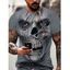 T-shirt à Imprimé 3D Crâne de Démon à Manches Courtes - multicolor L