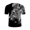 T-shirt Décontracté à Imprimé 3D Lion Cool à Manches Courtes - multicolor 2XL