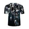T-shirt D'Halloween Gothique à Imprimé 3D Crâne à Manches Courtes - multicolor M