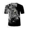 T-shirt Décontracté à Imprimé 3D Lion Cool à Manches Courtes - multicolor M