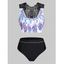 Maillot de Bain Tankini Push-Up Rembourré avec Empiècements en Dentelle - Noir XL