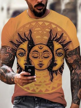 T-shirt à Imprimé Visage Soleil à Manches Courtes