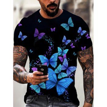 

Allover Butterfly Print Short Sleeve T-shirt, Multicolor