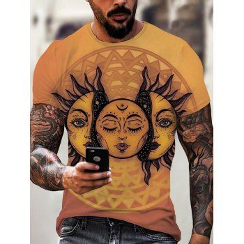 

Sun Face Printed Short Sleeve T-shirt, Multicolor