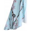 Vacation Chiffon Irregular Allover Peach Blossom Floral Print Blouse and Camisole Set - LIGHT BLUE S