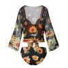 Sunflower Print Underwire Multiway Three Piece Tankini Swimsuit - LIGHT ORANGE L