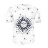 T-shirt Vintage à Imprimé Etoile Soleil et Lune - multicolor 3XL