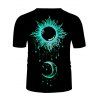 T-shirt à Imprimé Lune et Soleil à Manches Courtes - multicolor 3XL