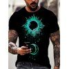 Moon and Sun Printed Short Sleeve T-shirt - multicolor M