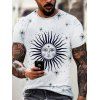 T-shirt Vintage à Imprimé Etoile Soleil et Lune - multicolor L