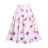 Cross Wrap Bowknot Top and Butterfly Flower Pleated Skirt Outfit - LIGHT PURPLE S