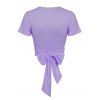 Cross Wrap Bowknot Top and Butterfly Flower Pleated Skirt Outfit - LIGHT PURPLE S