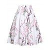Cross Wrap Bowknot Top and Butterfly Flower Pleated Skirt Outfit - WHITE L