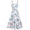 Allover Floral Print Vacation Sundress Surplice Garden Party Dress High Waisted Cami Midi Dress - WHITE XXXL