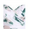 Robe de Soirée Mi-Longue à Bretelle Superposée à Imprimé Fleur à Taille Haute - Blanc XXL