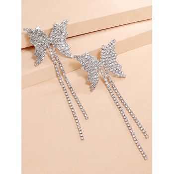 

Romantic Rhinestone Butterfly Longline Drop Earrings, Silver