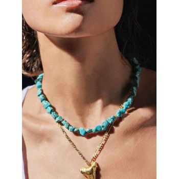 

Bohemian Faux Turquoise Ethnic Tribal Choker Necklace, Light green