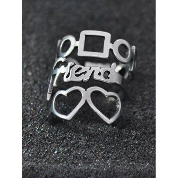 

3 Pcs Gothic Retro Heart Hollow Out Ring Set, Silver