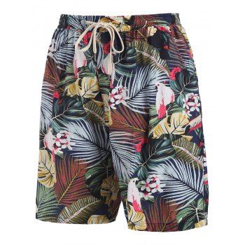 

Tropical Leaf Floral Animal Print Board Shorts, Multicolor a