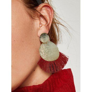 

Round Shape Tassel Vintage Alloy Earrings, Red