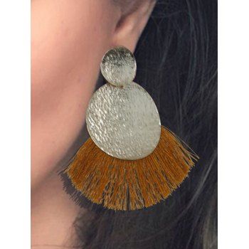 

Round Shape Tassel Vintage Alloy Earrings, Deep yellow