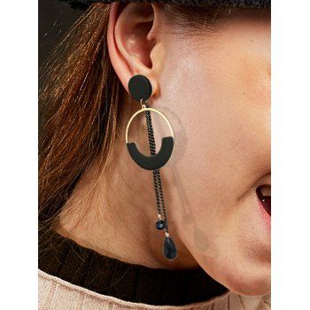 

Retro O Ring Longline Drop Earrings, Black