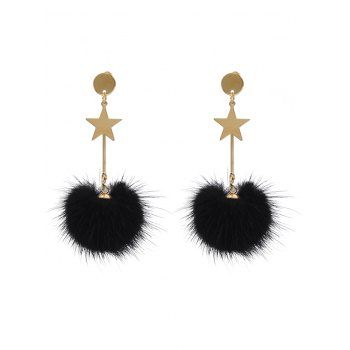Fashion Women Retro Fuzzy Ball Star Long Drop Earrings Jewelry Online Black