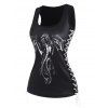 Débardeur à Imprimé Dragon à Lacets - Noir XXL