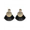 Round Shape Tassel Vintage Alloy Earrings - BLACK 