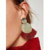 Round Shape Tassel Vintage Alloy Earrings - RED 