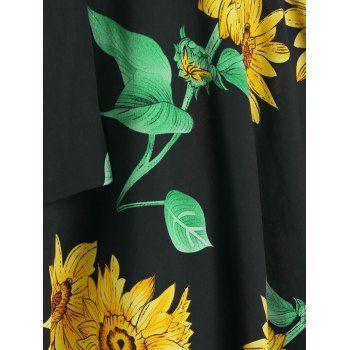 Sunflower Print Lace Up Handkerchief Dress