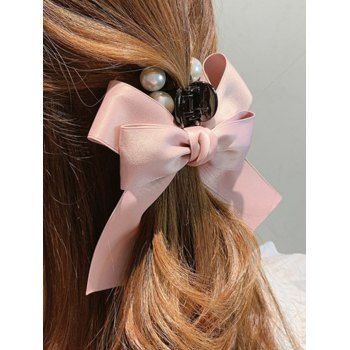 

Artificial Pear Bowknot Hair Claw Clip, Light pink