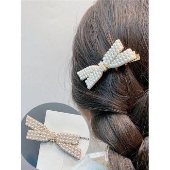 

Artificial Pearl Bowknot Shape Hair Clip, Golden