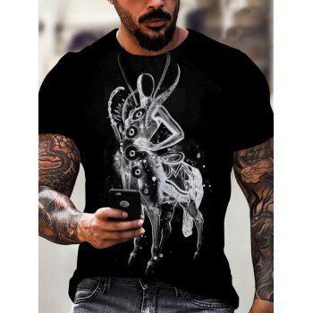 

Gothic Soldier Horse Print Short Sleeve T-shirt, Multicolor