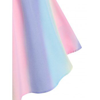 Plus Size Ombre Pastel Twisted Front Skirted T-shirt