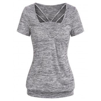 

Space Dye Print Short Sleeve Basic Tee, Light gray