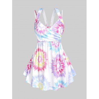 

Plus Size & Curve Tie Dye Backless Tunic Top, Multicolor a