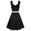 Summer Vacation Lace Insert Button Ruched Belted Dress - BLACK XL