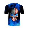 T-shirt Gothique à Imprimé Drapeau Américain Crâne Flamme - multicolor 3XL