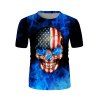 Gothic American Flag Flame Skull Print T-shirt - multicolor L