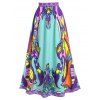 Ethnic Colorful Print Maxi Skirt - GREEN L