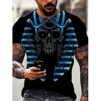 

Halloween 3D Print Skull Stripe Gothic T Shirt, Multicolor